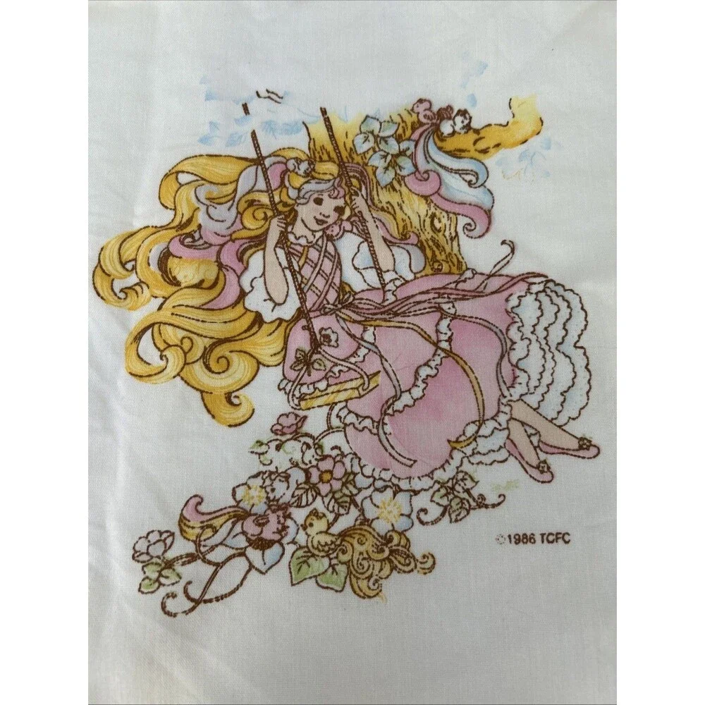 Vintage Lady Lovely Locks Twin Fitted Bed Sheet Pixietails 1986 Kids Bedding